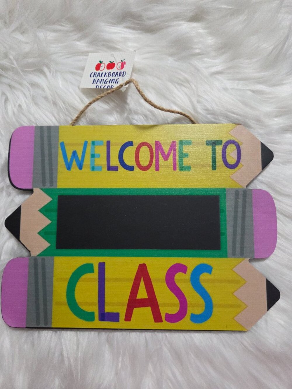"Welcome to Class" Pencil Design Hanging Sign